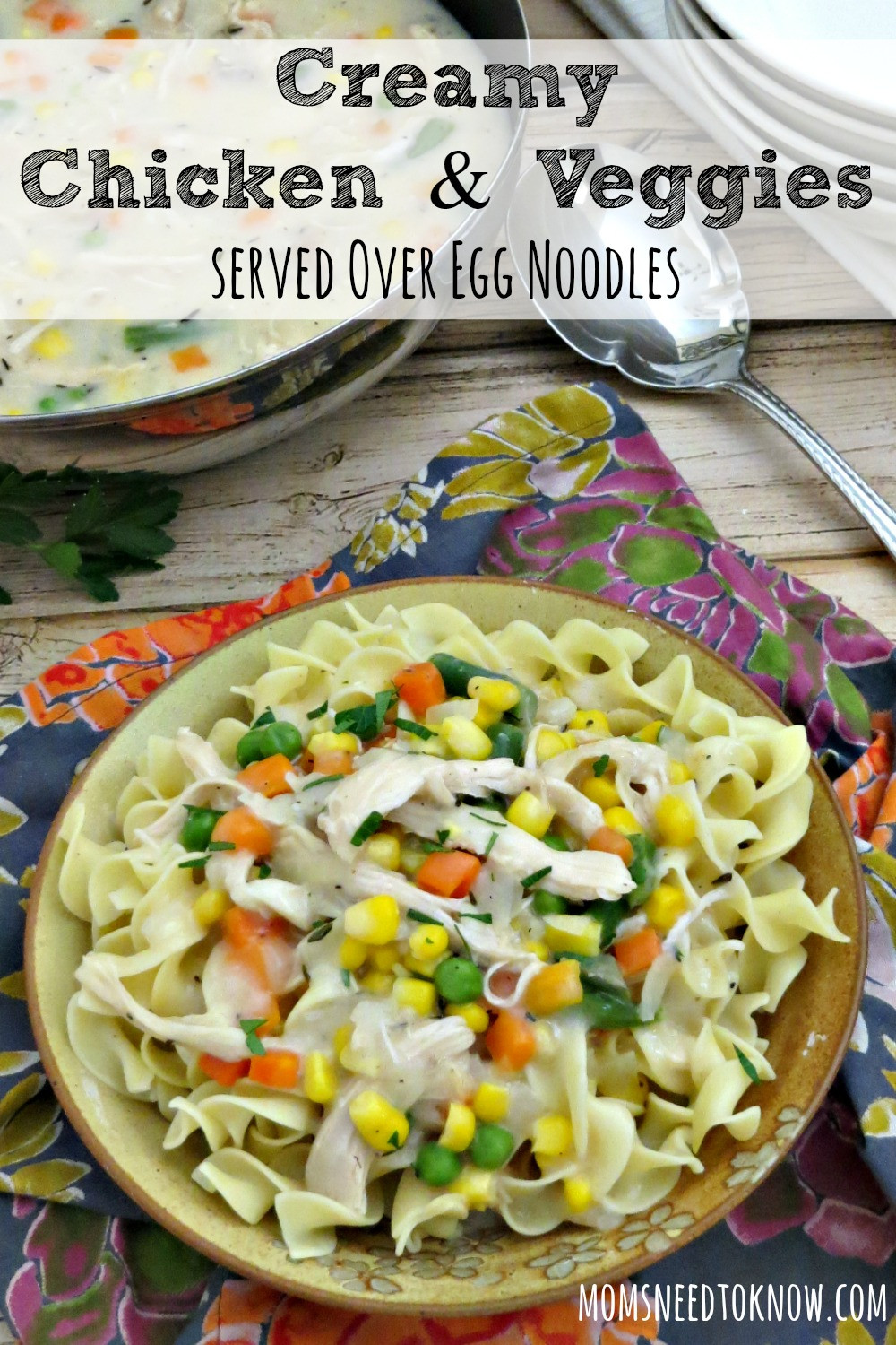 Creamy Chicken And Egg Noodles
 Creamy Chicken and Ve ables