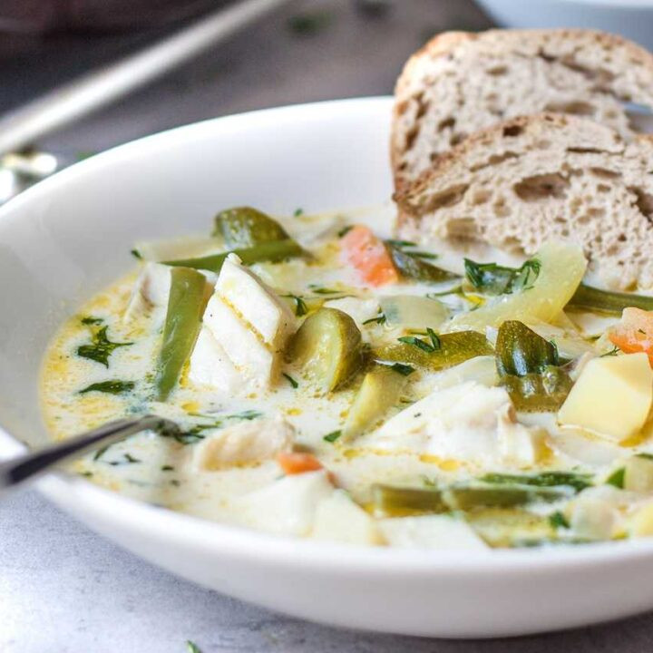 Creamy Fish Stew
 Fish Stew with Cod Ve ables and Potatoes Creamy or