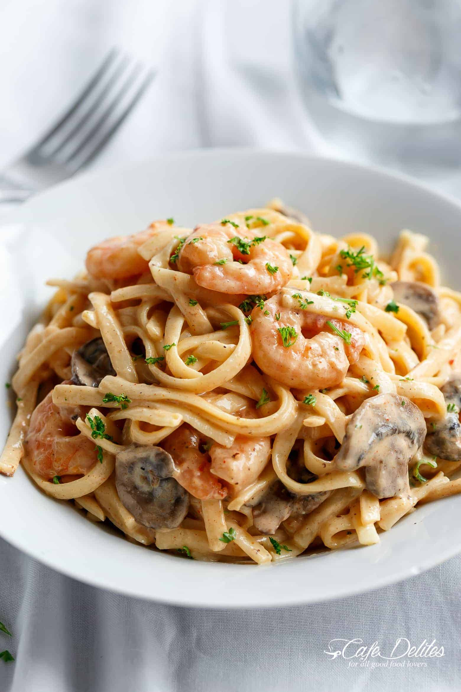 Creamy Shrimp And Mushroom Pasta
 creamy shrimp and mushroom pasta