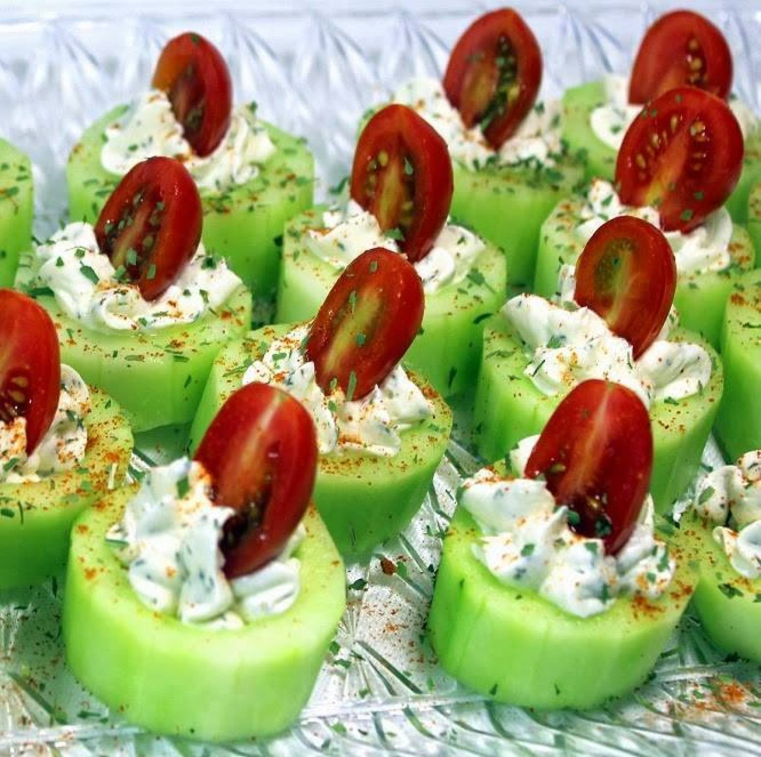 Cucumber Appetizers With Dill And Cream Cheese
 Cucumber Bites with Herb Cream Cheese and Cherry Tomatoes