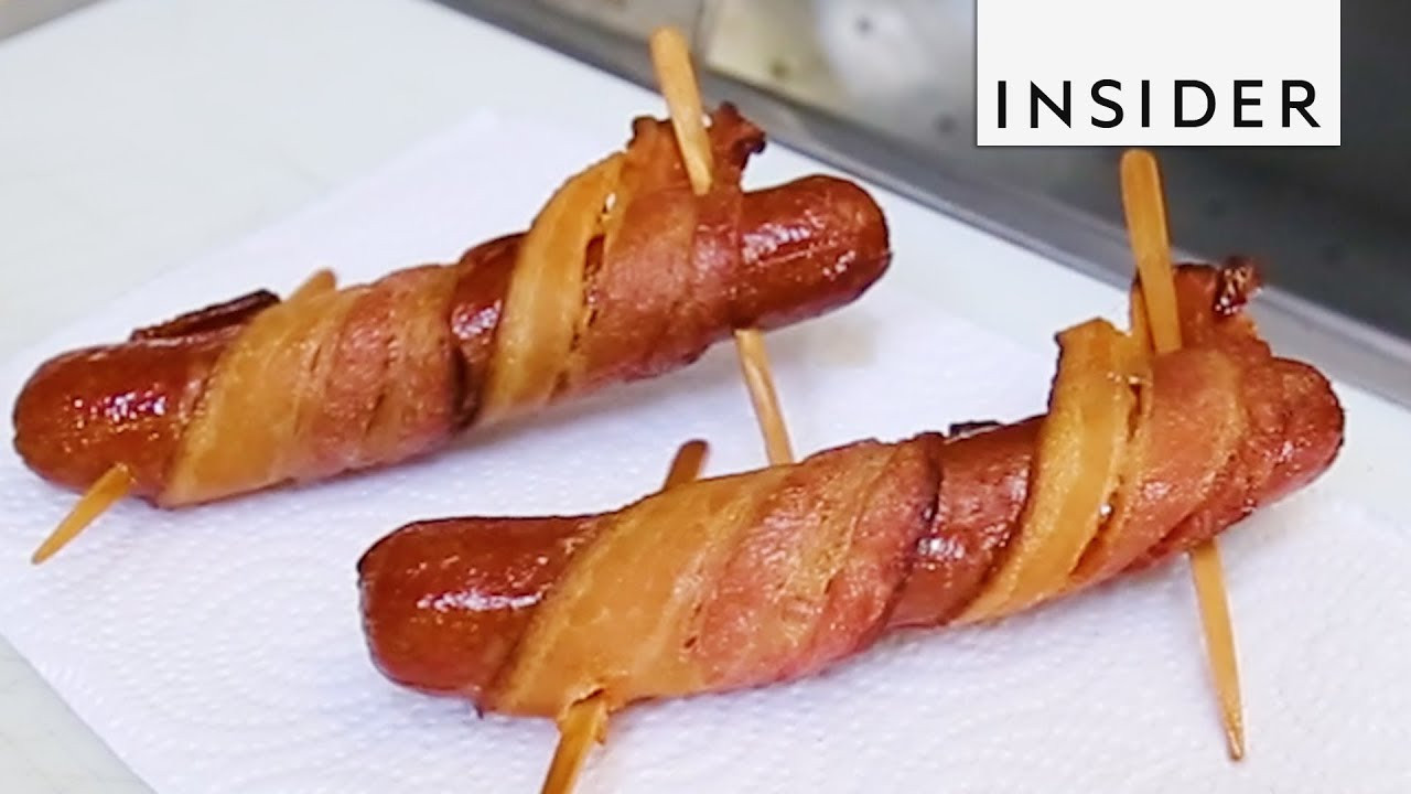 Deep Fried Bacon Wrapped Hot Dogs
 Deep Fried Bacon Hot Dog