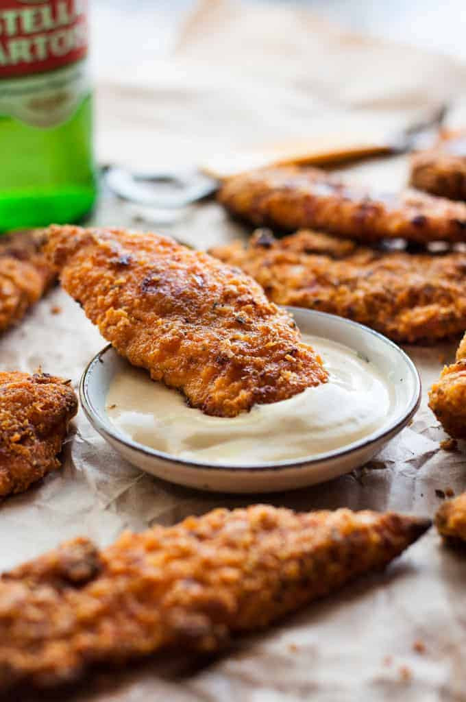 Deep Fried Chicken Strips
 deep fried chicken fingers calories