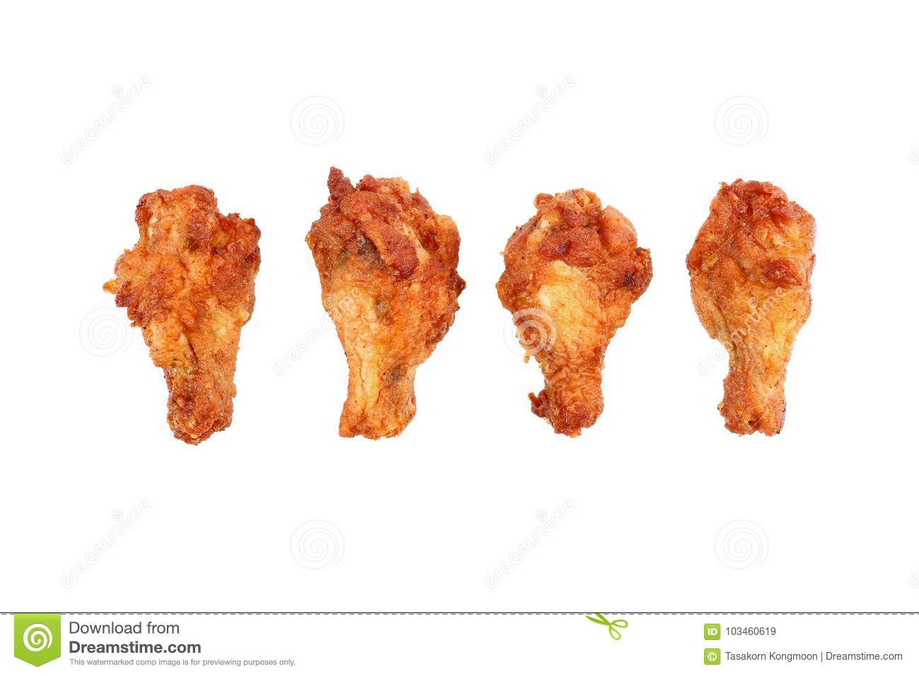 Deep Fried Chicken Thighs Time
 Deep Fried Chicken Thighs Isolated White Stock Image
