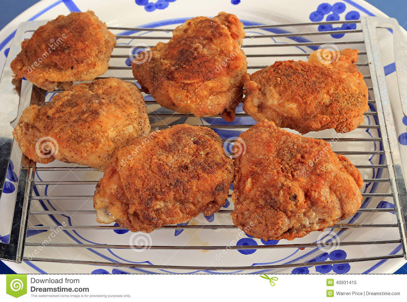 Deep Fried Chicken Thighs Time
 Fried Chicken Thighs stock image Image of rack fried