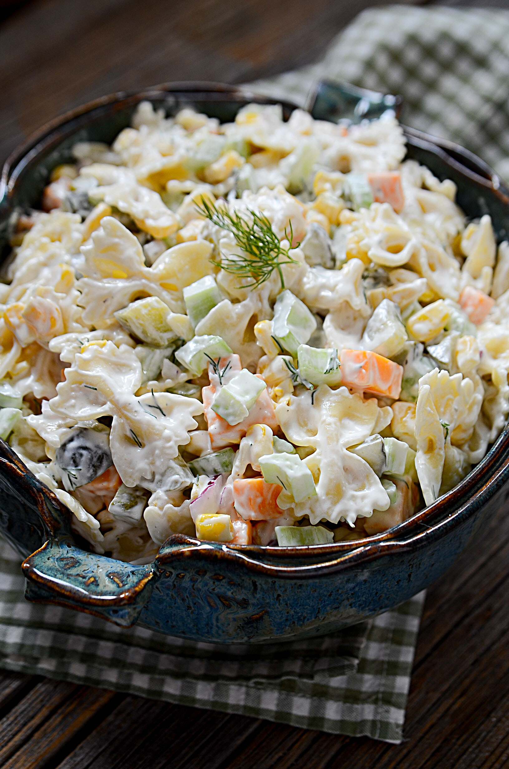 Dill Pickle Pasta Salad
 tangy and creamy dill pickle veggie pasta salad Super Yummy