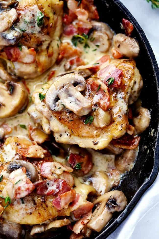 Dinner Ideas With Bacon
 Creamy Bacon Mushroom Thyme Chicken