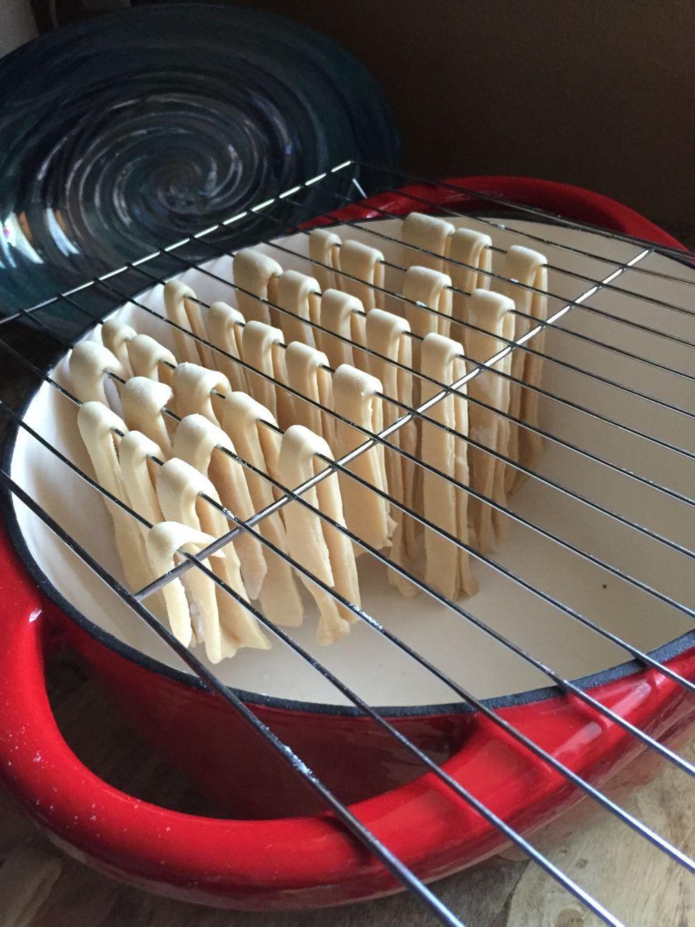 Drying Homemade Pasta
 Makeshift pasta drying rack