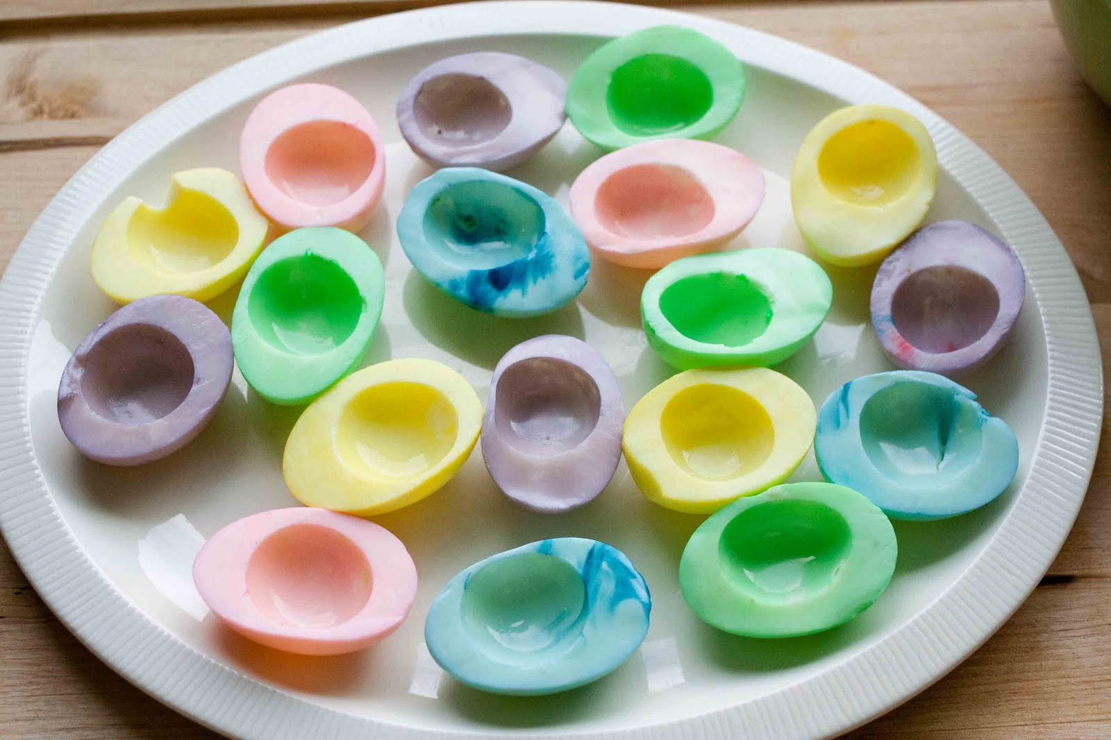 Dyed Deviled Eggs
 For the Love of Food Colored Deviled Eggs