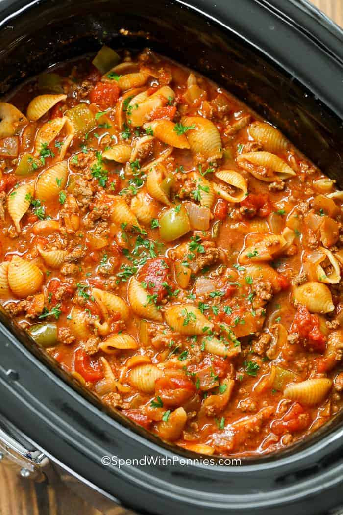 Easy Ground Beef Slow Cooker Recipes
 Crockpot Goulash Slow Cooker American Chop Suey