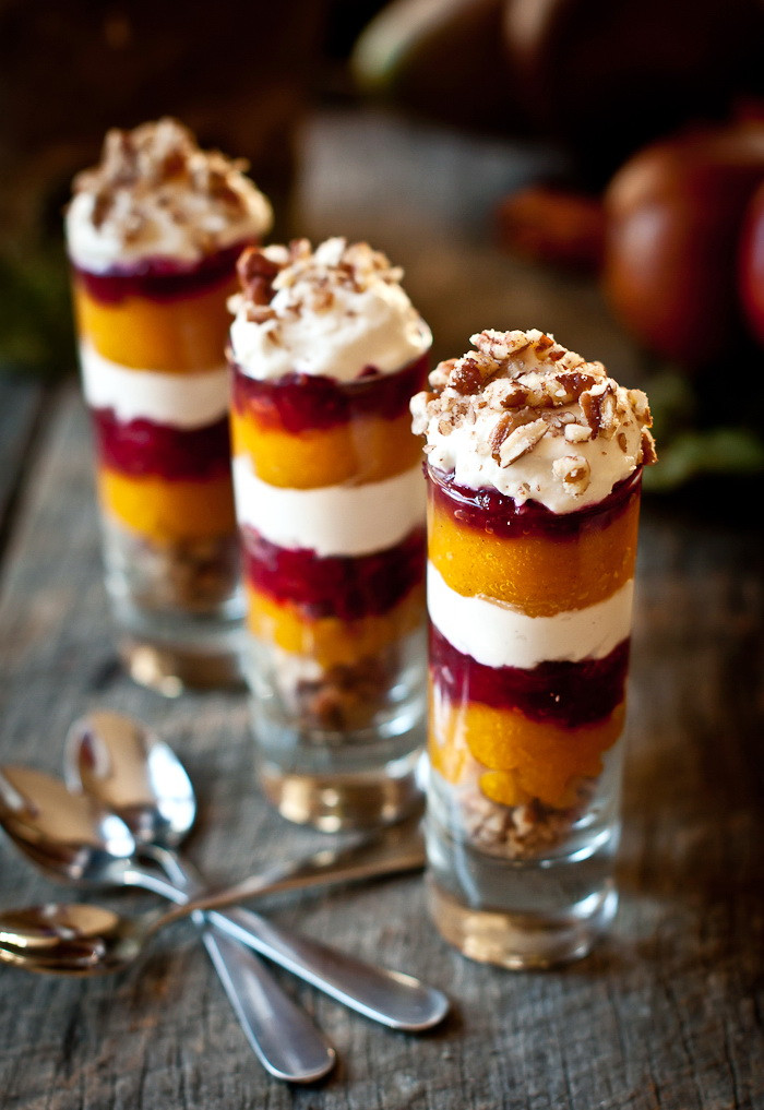 Easy Party Desserts
 Ginger Pumpkin Cranberry Parfait Shot – Healthy Christmas