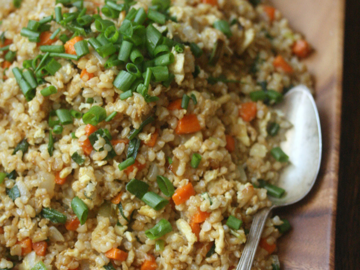 Egg Fried Brown Rice
 Fried Brown Rice with Scallions and Eggs Recipe Phoebe