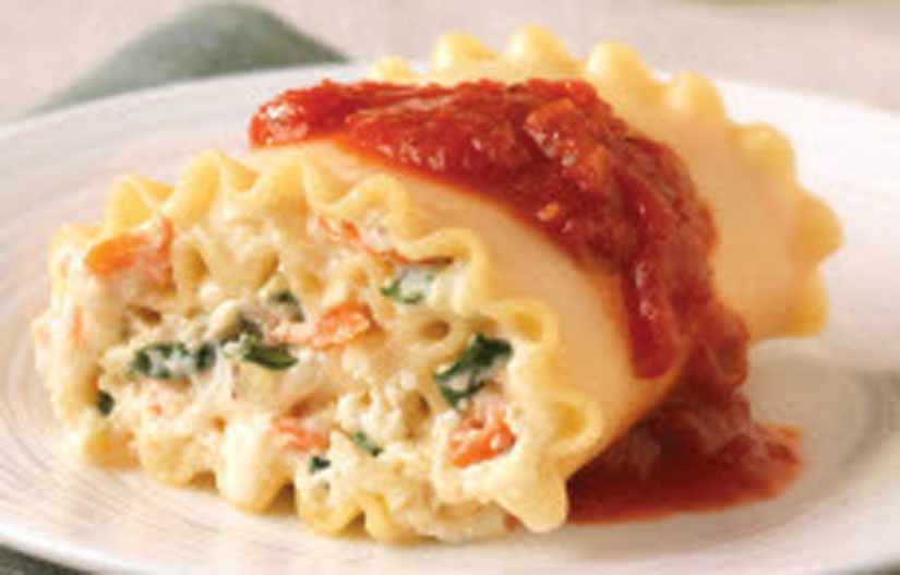 Egg In Lasagna
 Lasagna Roulade with a Ve able and Cheese Filling