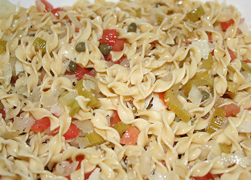 Egg Noodle Pasta Salad
 The Clock Racing Gourmet Look who finally cooked again
