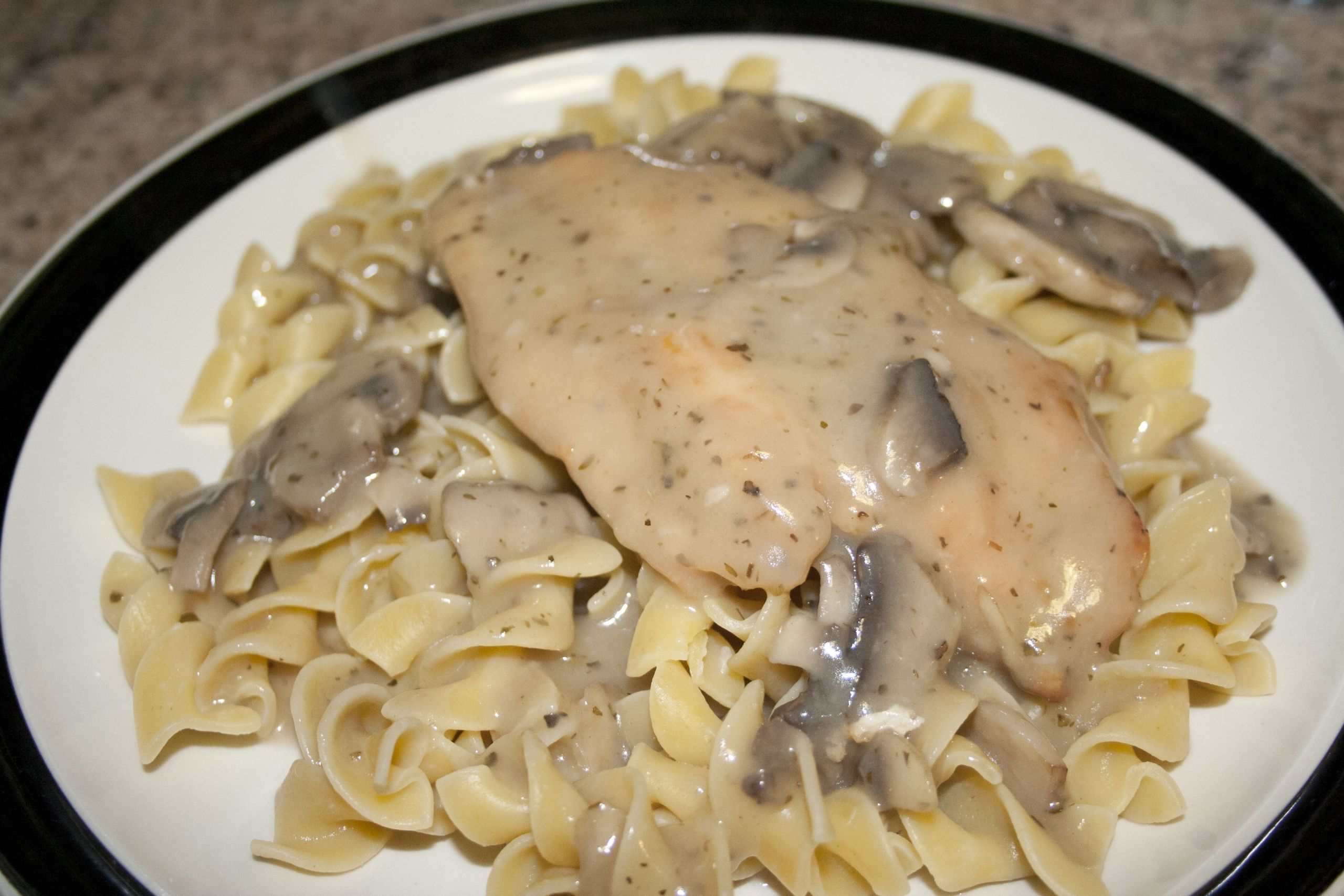 Egg Noodles And Chicken
 Chicken and Mushroom Sauce over Egg Noodles