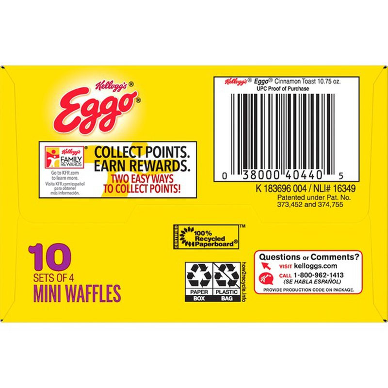 Eggo Minis Waffles
 Kellogg s Eggo Minis Frozen Waffles Cinnamon Toast 10 75