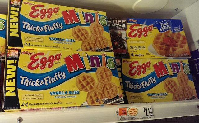 Eggo Minis Waffles
 SPOTTED ON SHELVES Kellogg’s Eggo Waffles Vanilla Bliss