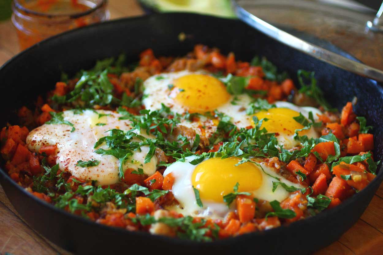 Eggs And Potatoes Breakfast
 cast iron sweet potato onion hash and eggs — Recipe Fiction