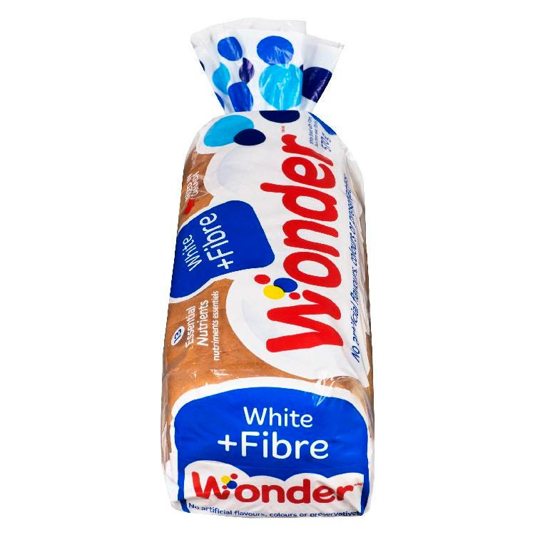 Fiber In White Bread
 Wonder Bread White Plus Fibre 570G