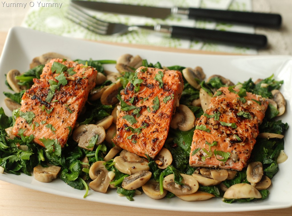 Fish And Mushrooms Recipes
 Pan Fried Salmon with Sautéed Mushroom and Spinach