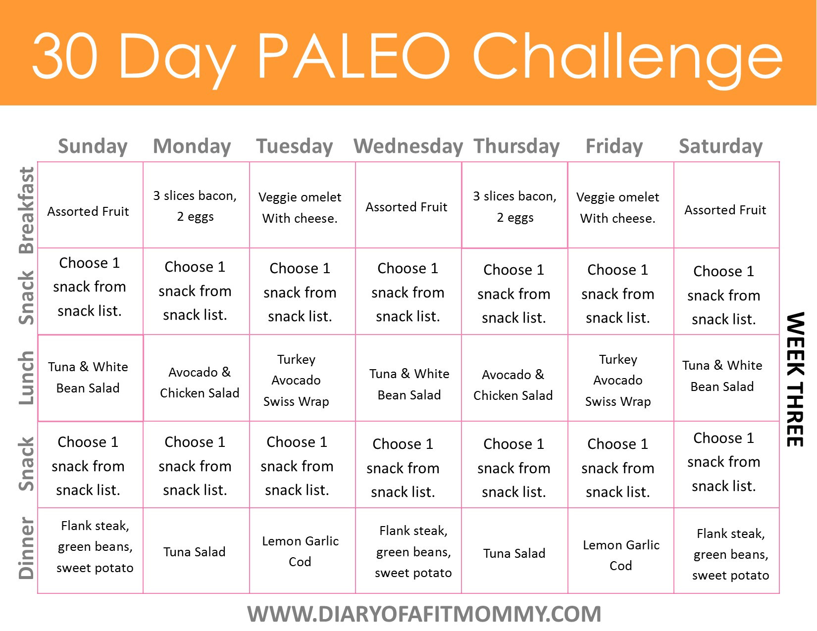 Free Paleo Diet Plan
 Diary of a Fit Mommy30 Day Paleo Challenge Diary of a