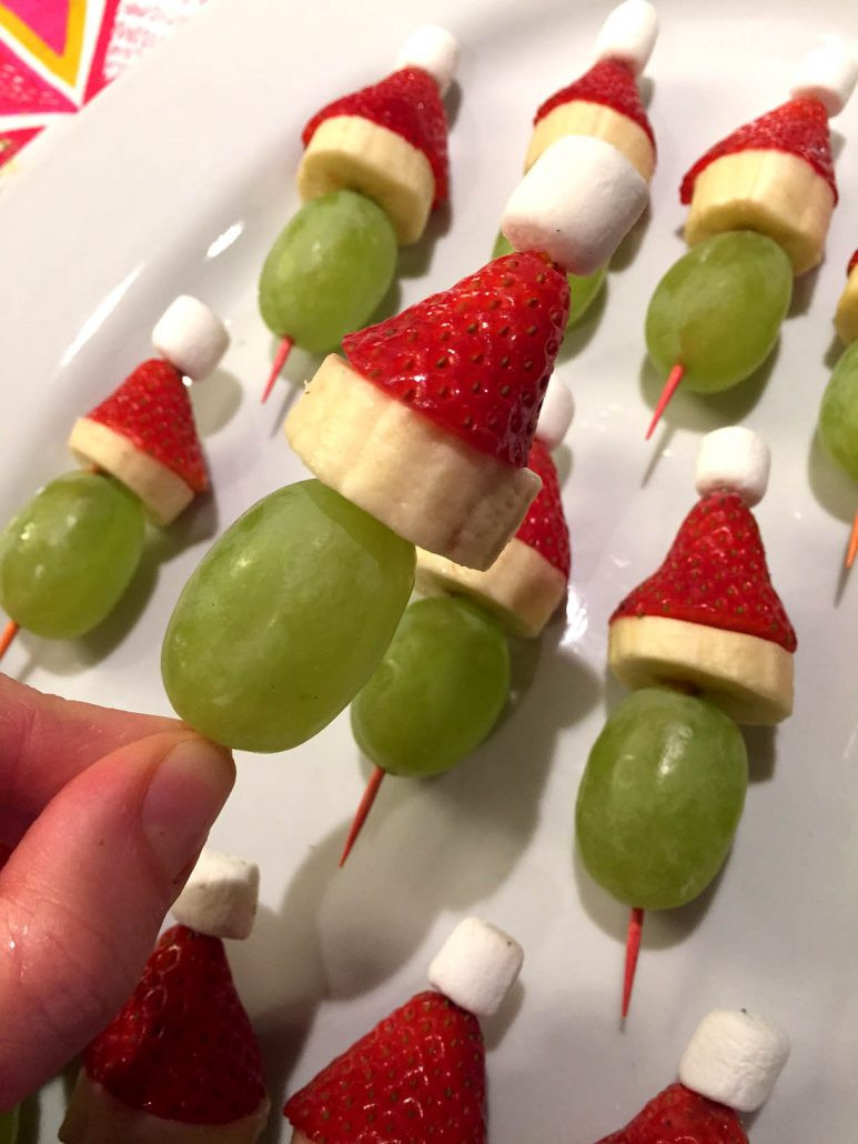 Fruit Skewer Appetizers
 Grinch Fruit Kabobs Skewers – Healthy Christmas Appetizer
