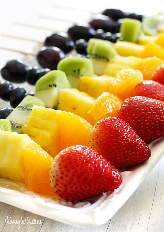 Fruit Skewer Appetizers
 Rainbow Fruit Skewers with Yogurt Fruit Dip
