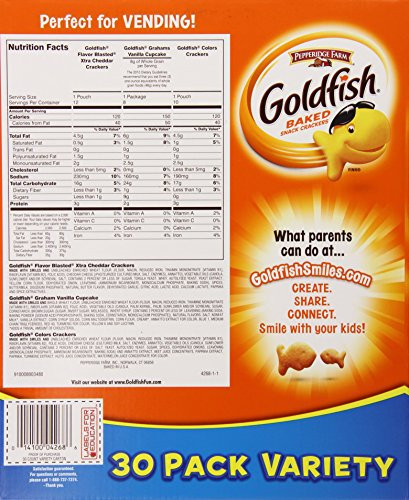 Goldfish Crackers Nutrition
 Pepperidge Farm Goldfish Crackers Variety Pack 30 count