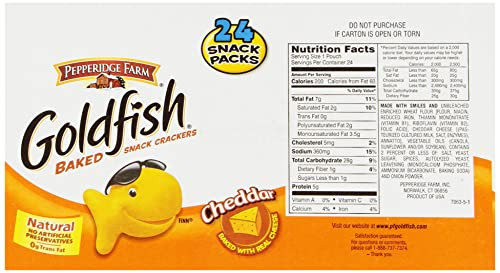 Goldfish Crackers Nutrition
 Pepperidge Farm Goldfish Cheddar 1 5 Ounce Bags Pack of