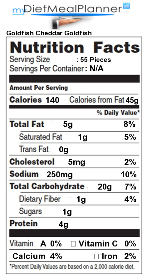 Goldfish Crackers Nutrition
 Nutrition facts Label Snacks 8 my tmealplanner