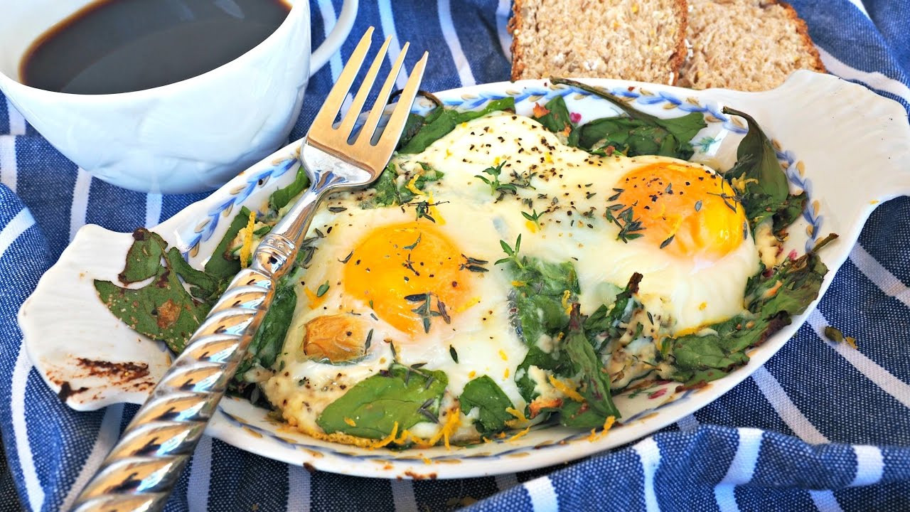 Gourmet Breakfast Recipes
 Breakfast Recipe Baked Spinach and Ricotta Eggs by