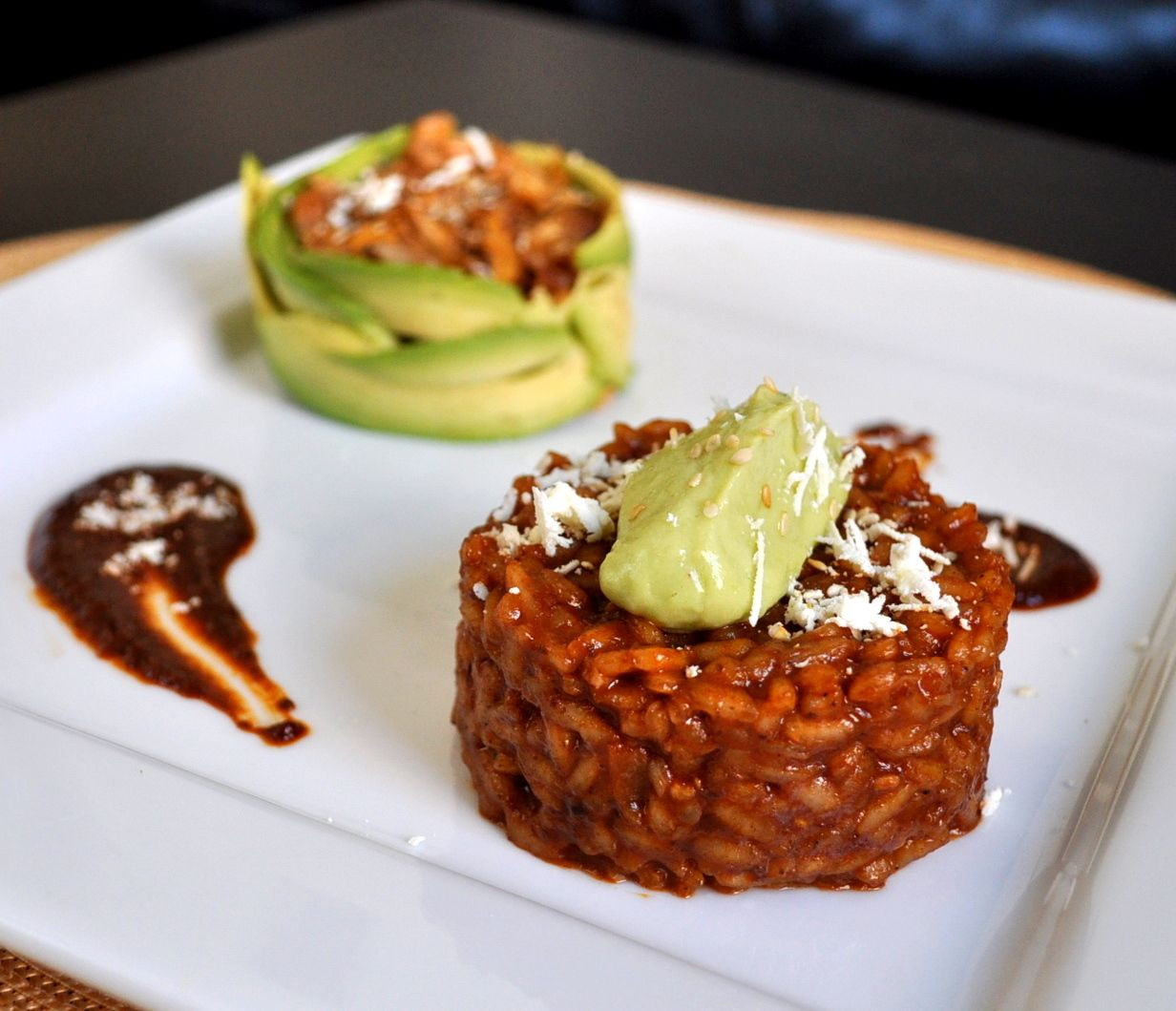 Gourmet Mexican Recipes
 Mole Risotto with Chicken and Avocado Puree Daring Cooks