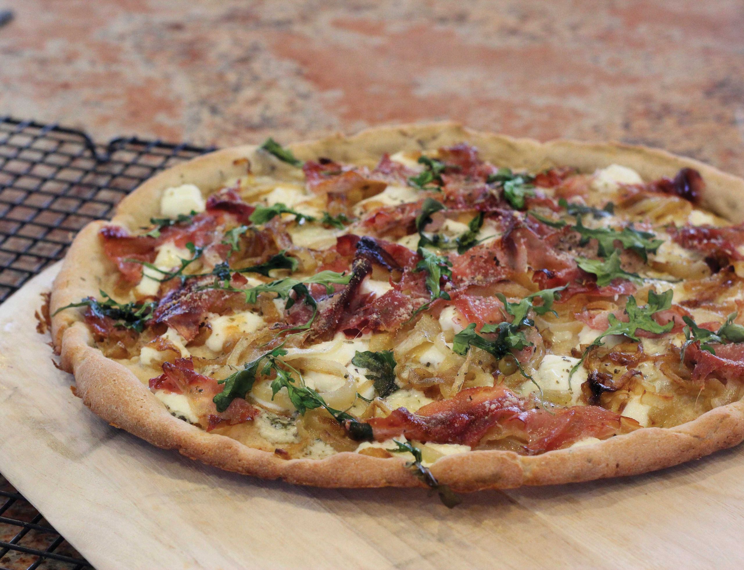 Gourmet Pizza Dough Recipe
 Gourmet White Pizza with Caramelized ions and Prosciutto