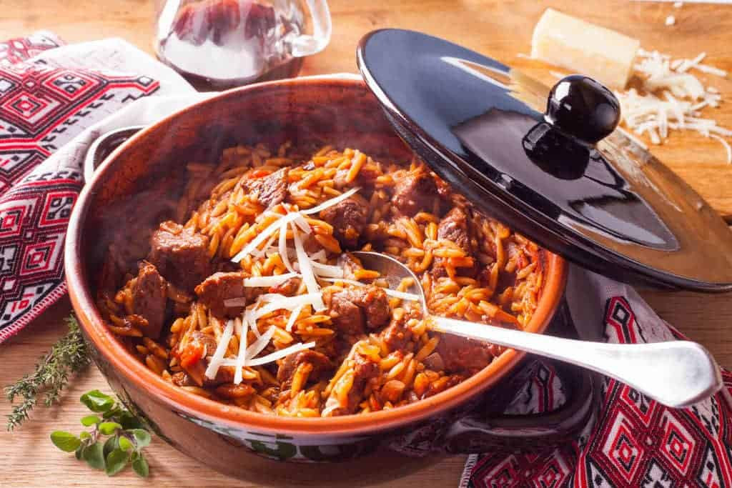 Greek Lamb Stew
 Greek Lamb stew with Orzo pasta recipe Giouvetsi with