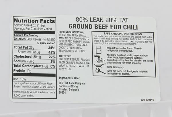 Ground Beef Nutrition
 Ground Beef For Chili Lean Fat