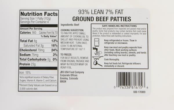Ground Beef Nutrition
 Hy Vee Pure Lean Fat Ground Beef Patties