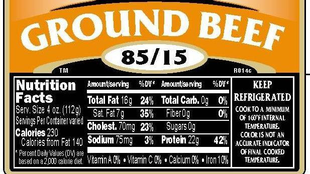 Ground Beef Nutrition
 Nutrition Labels Are ing To Meat Shots Health News