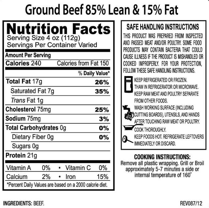 Ground Beef Nutrition
 Ground Beef