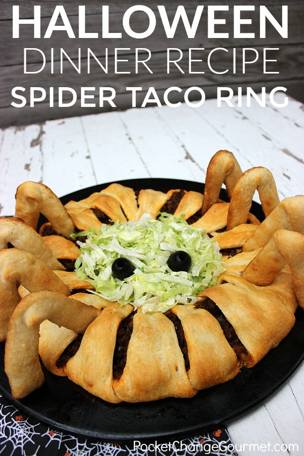 Halloween Dinner Recipes
 Fun Halloween Food Idea for Kids Spider Taco Ring