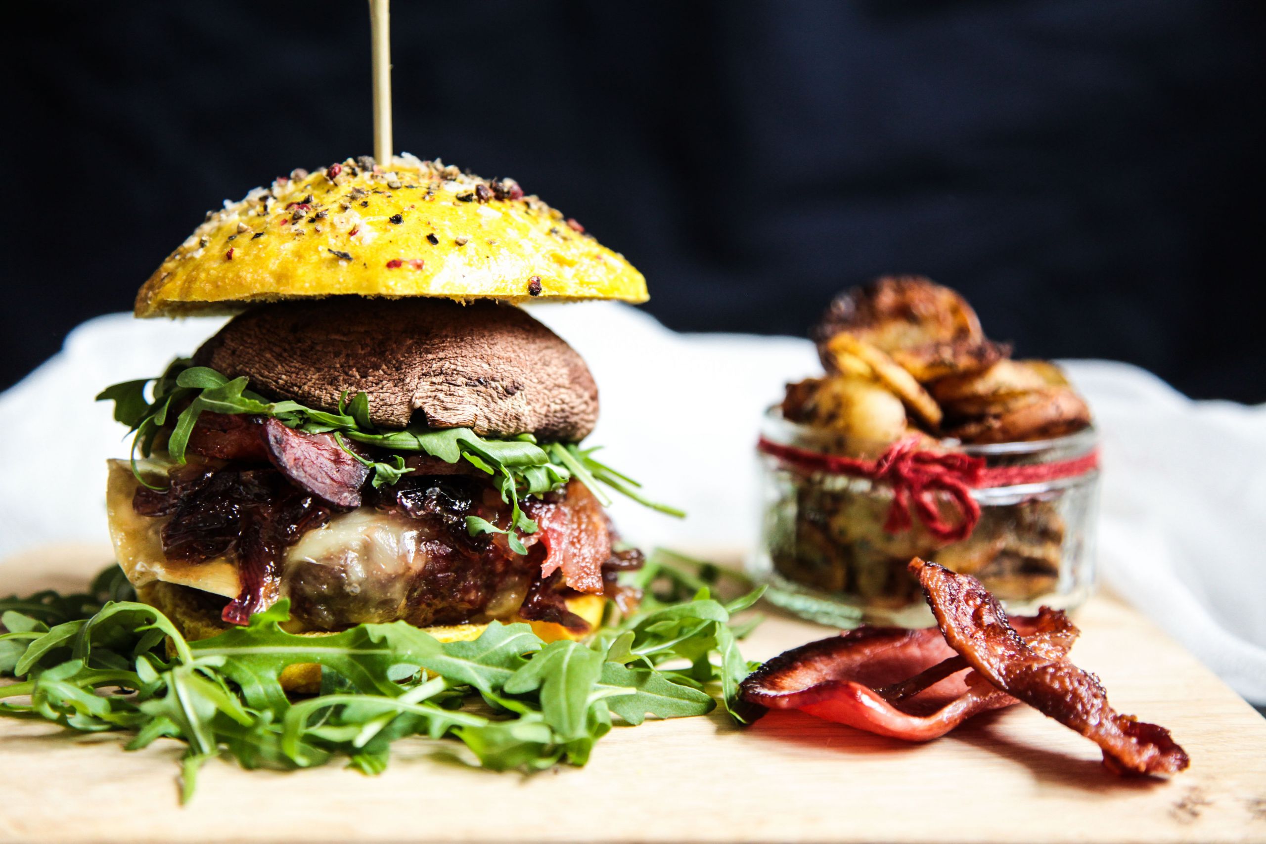 Hamburgers By Gourmet
 Baked Gourmet Burger with Brie & Caramelised ions