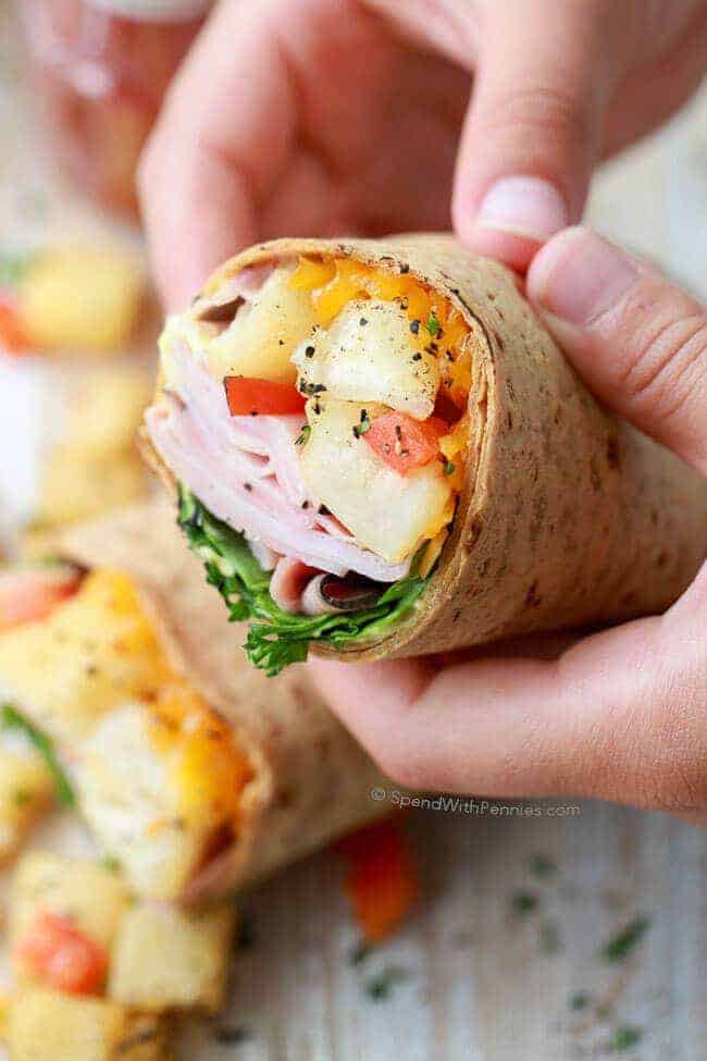 Healthy Breakfast Without Eggs
 Ham & Hash Brown Breakfast Wraps without Eggs