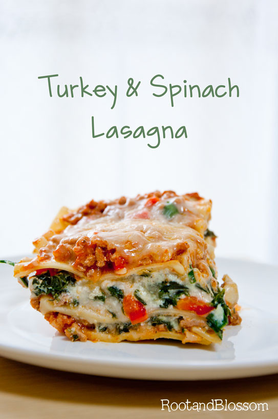 Healthy Turkey Lasagna
 Rootandblossom Turkey and Spinach Lasagna