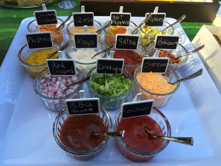Hot Dogs Condiments
 13 different hot dog bar condiments …