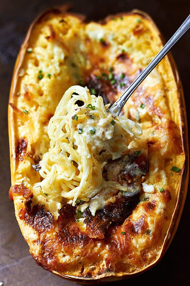 Keto Spaghetti Squash Recipes
 Baked Four Cheese Garlic Spaghetti Squash — Eatwell101