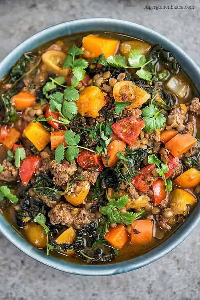 Lamb Lentil Stew
 Lamb lentil and squash stew leave out the meat for a