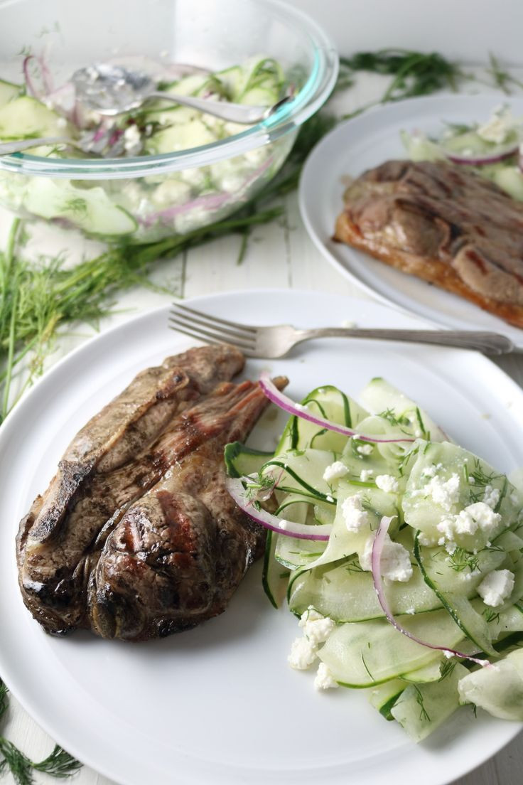 Lamb Side Dishes
 Grilled Lamb Chops with Cucumber Feta Salad WildeFlavors