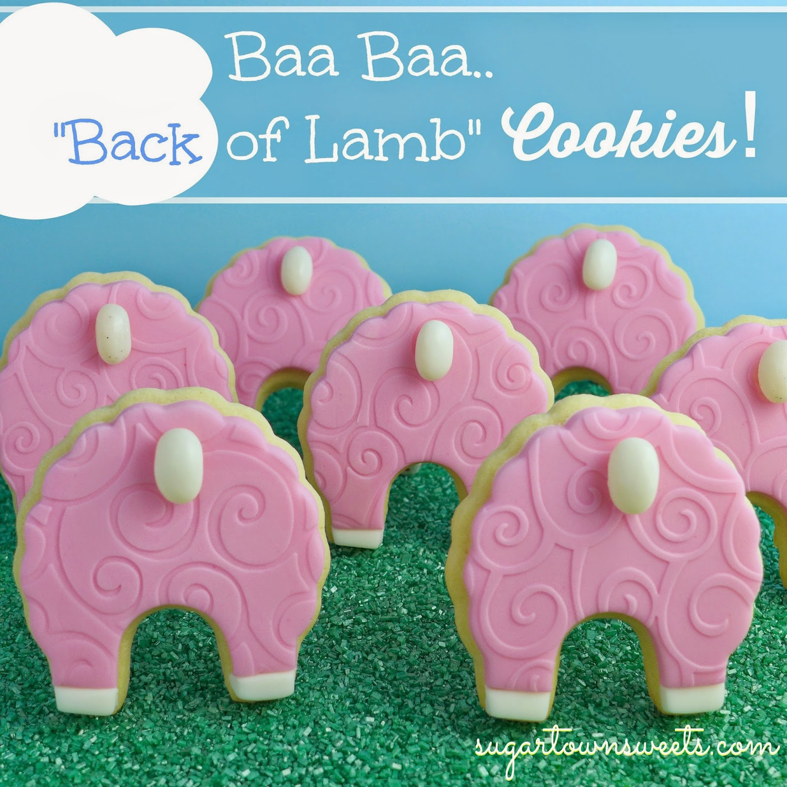 Lamb Sugar Cookies
 Sugartown Sweets Baa Baa "Back of Lamb" Cookies