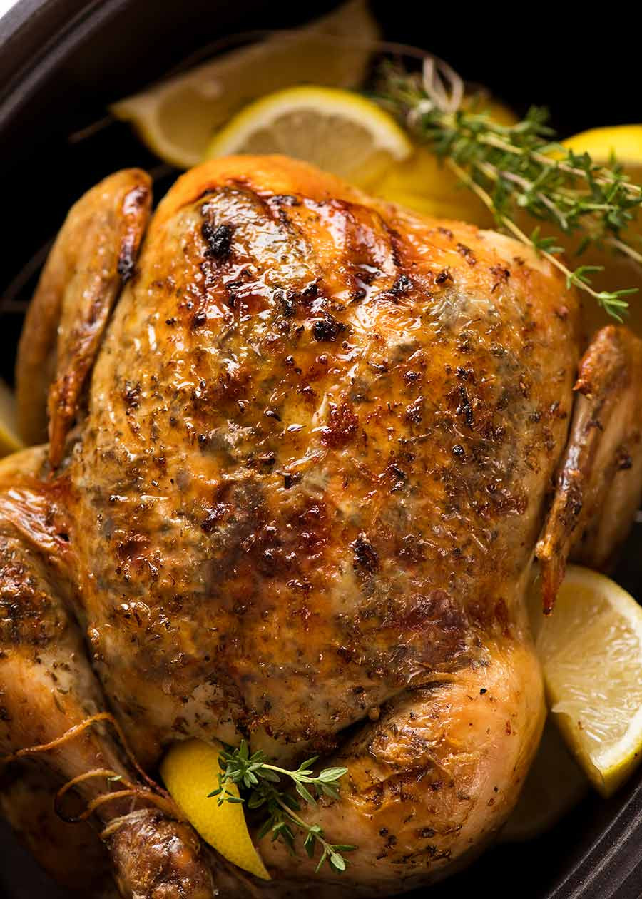 Lemon Roasted Chicken
 Lemon Garlic SLOW COOKER Roast Chicken – The Cookbook Network