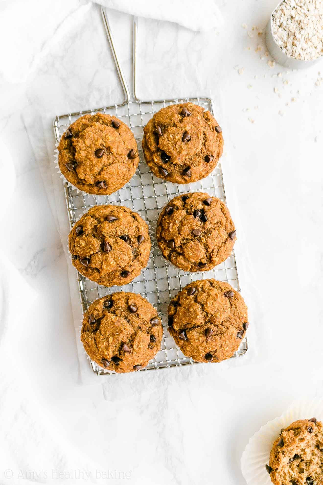 Low Calorie Chocolate Chip Muffins
 Healthy Pumpkin Chocolate Chip Oatmeal Muffins – only 128