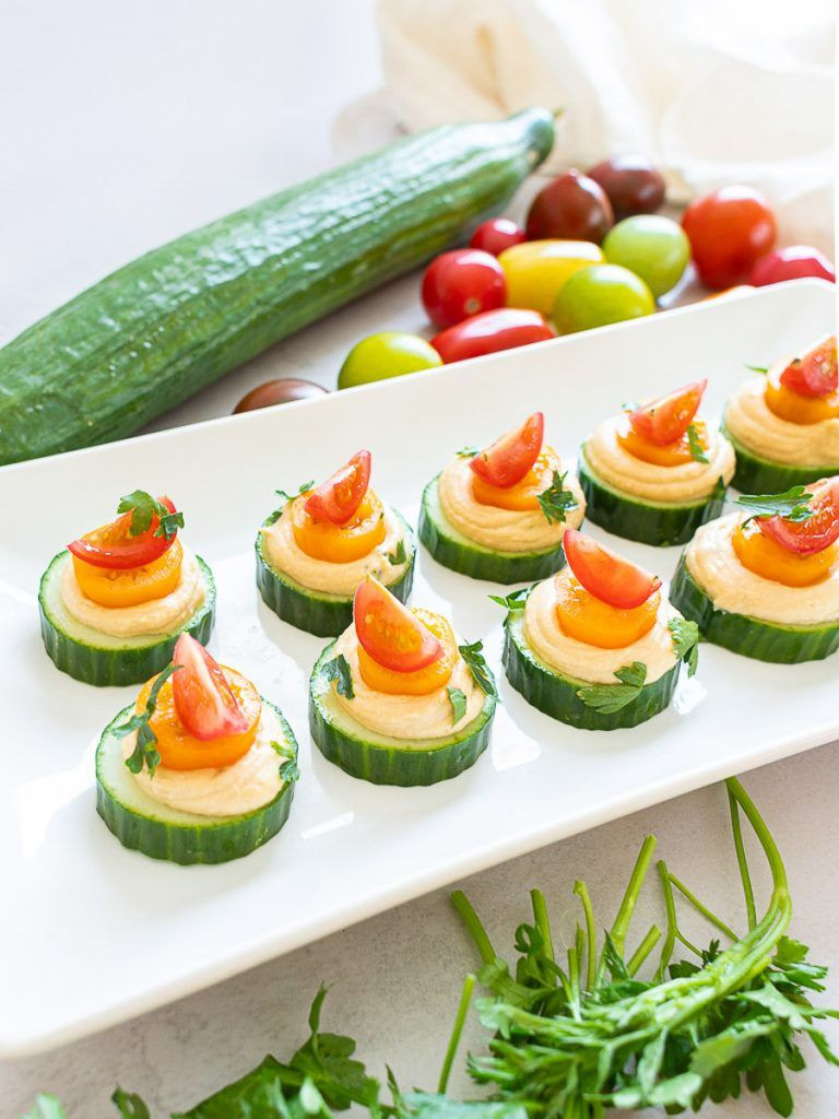 Make Ahead Vegetarian Appetizers
 Vegan Cucumber Hummus Bites Recipe