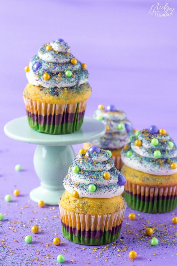 Mardi Gras Cupcakes
 Bright & Colorful Mardi Gras Cupcakes • Mid Momma
